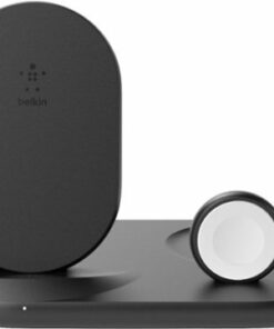 Belkin - 3-in-1 Wireless Charger - Fast Charging Stand for iPhone, Watch & AirPods - Qi-Certified Charger - Case Compatible - Black