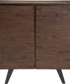 Simpli Home - Lowry Modern Industrial Solid Acacia Wood Medium Storage Cabinet - Distressed Charcoal Brown