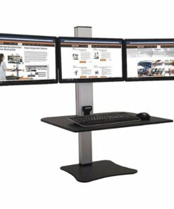 Victor - High Rise Electric Triple Monitor Standing Desk - Black, Aluminum