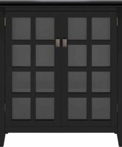 Simpli Home - Artisan SOLID WOOD 38 inch Wide Transitional Medium Storage Cabinet in - Black