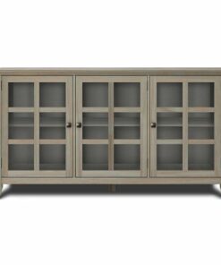 Simpli Home - Acadian SOLID WOOD 62 inch Wide Transitional Wide Storage Cabinet in Distressed Grey - Distressed Gray