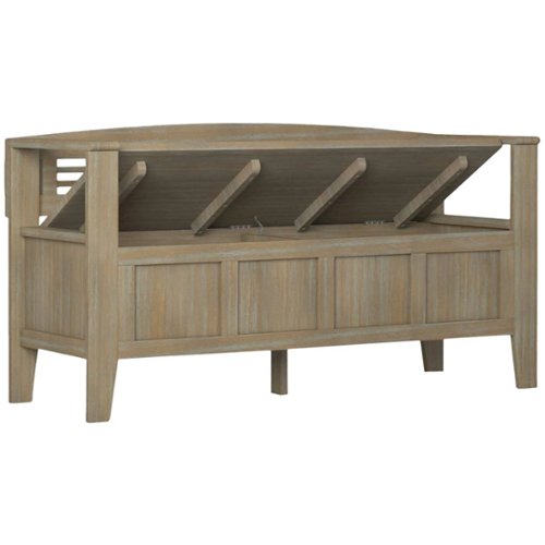Simpli Home - Adams SOLID WOOD 48 inch Wide Contemporary Entryway Storage Bench in Distressed Grey - Distressed Gray
