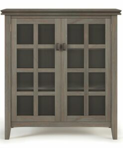 Simpli Home - Artisan SOLID WOOD 38 inch Wide Transitional Medium Storage Cabinet in - Distressed Grey