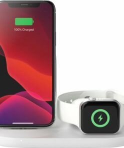 Belkin - 3-in-1 Wireless Charger - Fast Charging Stand for iPhone, Watch & AirPods - Qi-Certified Charger - Case Compatible - White
