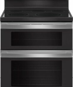 GE - 6.6 Cu. Ft. Freestanding Double Oven Electric Convection Range with Self-Steam Cleaning and No-Preheat Air Fry - Stainless steel