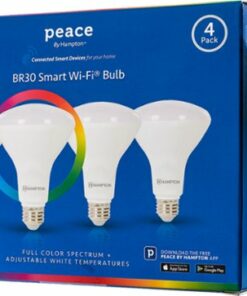 Peace by Hampton - BR30 LED Smart Wi-Fi Floodlight Bulb (4-pack) - Full Color