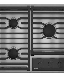 Wolf - Transitional 24" Built-In Gas Cooktop with 3 Burners - Black Stainless Steel 0