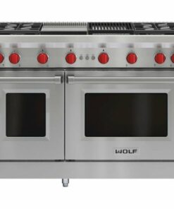 Wolf - 4.5 Cu. Ft. Freestanding Double Oven Gas Convection Range with Infrared Charbroiler and Griddle - Stainless steel 0