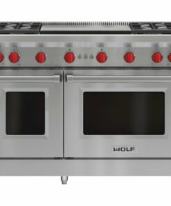 Wolf - 4.5 Cu. Ft. Freestanding Double Oven Gas Convection Range with Infrared Dual Griddle - Stainless steel 0