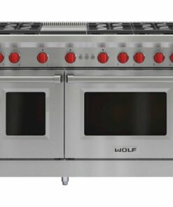 Wolf - 4.5 Cu. Ft. Freestanding Double Oven Gas Convection Range with Infrared Griddle - Stainless steel 0