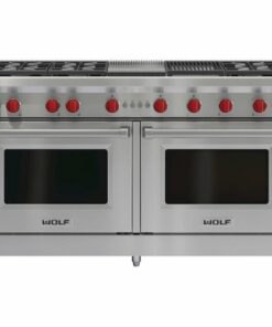 Wolf - 5.8 Cu. Ft. Freestanding Double Oven Gas Convection Range with Infrared Charbroiler and Griddle - Stainless steel 0
