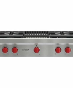 Wolf - 36" Built-In Gas Cooktop with 4 Burners and Infrared Charbroiler - Stainless steel 1
