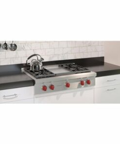 Wolf - 36" Built-In Gas Cooktop with 4 Burners and Infrared Griddle - Stainless steel 1