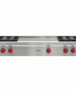 Wolf - 48" Built-In Gas Cooktop with 4 Burners and French Top - Stainless steel 1