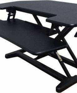 Victor - High Rise Height Adjustable Corner Standing Desk with Removable Keyboard Tray - Black
