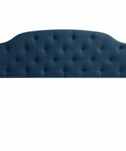CorLiving - Diamond Button Arched-Panel Tufted Fabric King Headboard - Navy Blue