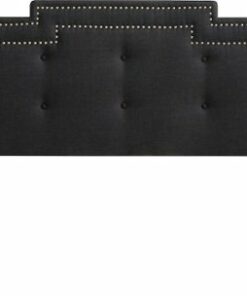 CorLiving - Crown Silhouette Button Tufting Fabric 79" King Headboard - Dark Gray