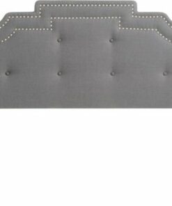 CorLiving - Crown Silhouette Button Tufting Fabric 62" Queen Headboard - Light Gray