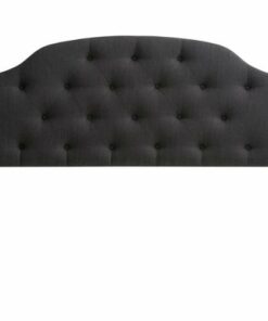 CorLiving - Diamond Button Arched Panel Tufted Fabric Double/Full Headboard - Dark Gray