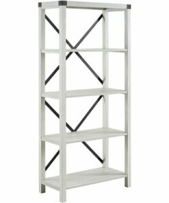 Walker Edison - Farmhouse 4-Shelf Bookcase - Stone Wash