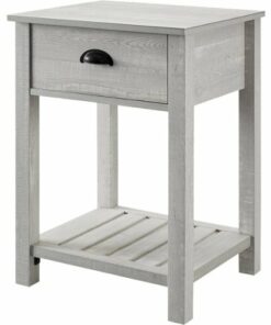 Walker Edison - Country Rectangular MDF 1-Drawer Side Table - Stone Gray