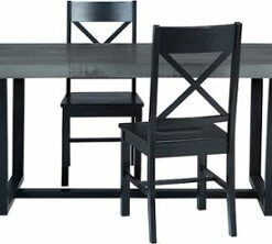Walker Edison - Rectangular Farmhouse Wood Dining Table (Set of 5) - Gray/Black