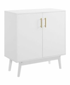 Walker Edison - Bella Mid-Century Modern MDF/Laminate/Solid Rubberwood Accent Storage Cabinet - White