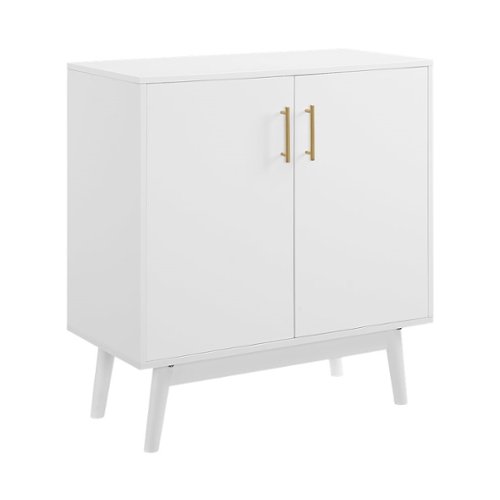 Walker Edison - Bella Mid-Century Modern MDF/Laminate/Solid Rubberwood Accent Storage Cabinet - White