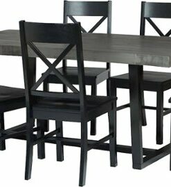 Walker Edison - Rectangular Farmhouse Wood Dining Table (Set of 7) - Gray/Black