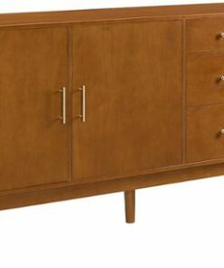 Walker Edison - Mid-Century Modern 2-Shelf 3-Drawer Sideboard - Acorn