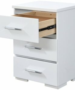Finch - Belmont Rectangular Modern Contemporary Wood 3-Drawer Night Stand - White