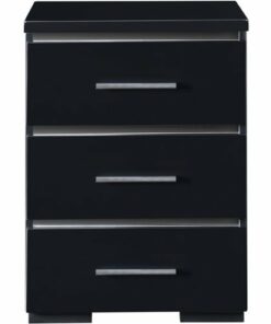 Finch - Belmont Rectangular Modern Contemporary Wood 3-Drawer Night Stand - Black