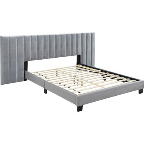 Finch - Gramercy 104" Queen Platform Bed - Gray Velvet