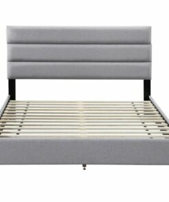 Click Decor - Hudson Fabric 62.8" Queen Platform Bed - Gray