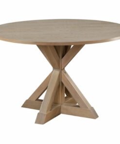 Finch - Alfred Round Modern Farmhouse Rubberwood Table - Rustic Beige