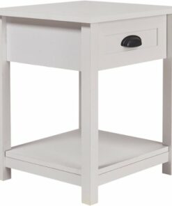 Click Decor - Traditional Wood 1-Drawer Night Stand - White