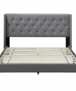 Finch - Adler Fabric 66.5" Queen Platform Bed - Gray