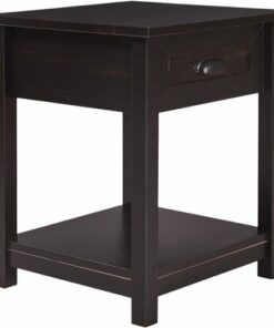 Click Decor - Traditional Wood 1-Drawer Night Stand - Ebony