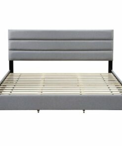 Click Decor - Hudson Fabric 78.9" King Platform Bed - Gray