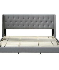 Finch - Adler Fabric 82.6" King Platform Bed - Gray