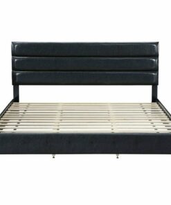 Click Decor - Hudson Faux Leather 78.9" King Platform Bed - Black