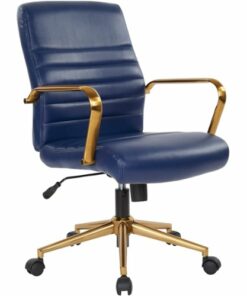 OSP Home Furnishings - Baldwin 5-Pointed Star Faux Leather Office Chair - Navy