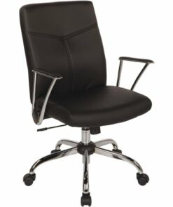 OSP Home Furnishings - FL Series 5-Pointed Star Faux Leather Office Chair - Black