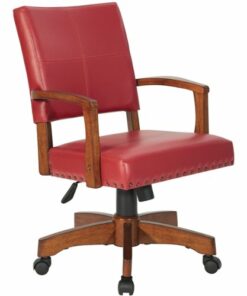 OSP Home Furnishings - Wood Bankers 5-Pointed Star Wood and Steel Office Chair - Red