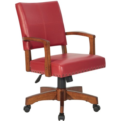 OSP Home Furnishings - Wood Bankers 5-Pointed Star Wood and Steel Office Chair - Red
