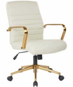 OSP Home Furnishings - Baldwin 5-Pointed Star Faux Leather Office Chair - Cream