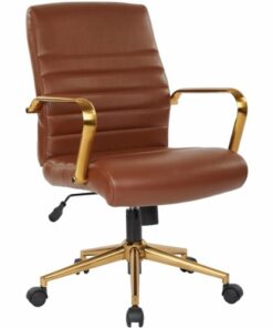 OSP Home Furnishings - Baldwin 5-Pointed Star Faux Leather Office Chair - Saddle