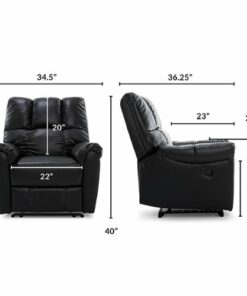 Click Decor - Modern Bonded Leather Recliner - Black