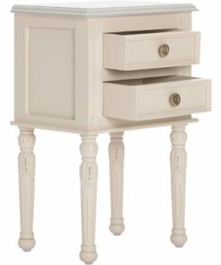 Finch - Richards Rectangular Rustic Wood 2-Drawer Side Table - Cream White
