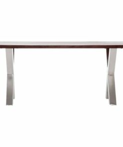 Finch - Rectangular Stainless Steel and Mango Wood Backless Bench - Dark Walnut Brown